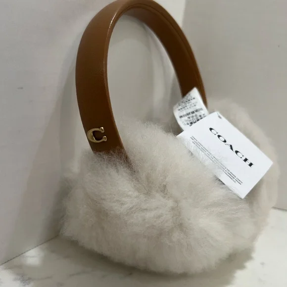 Coach Tan and Cream Fur Earmuffs